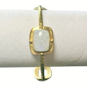 Julie Vos gold bangle white quartz statement bracelet size medium chunky cuff